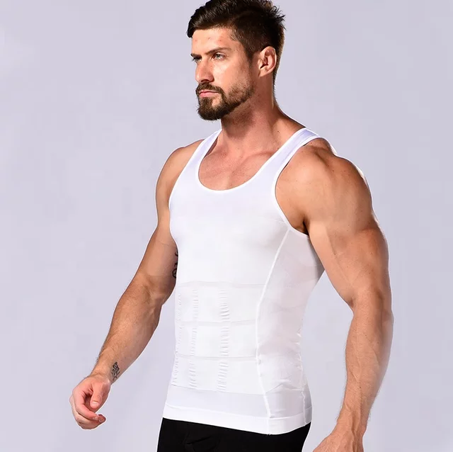 Slim N Fit Body Shaper Vest Shirt - Tank Top Sleeveless Shapewear For Men (White)