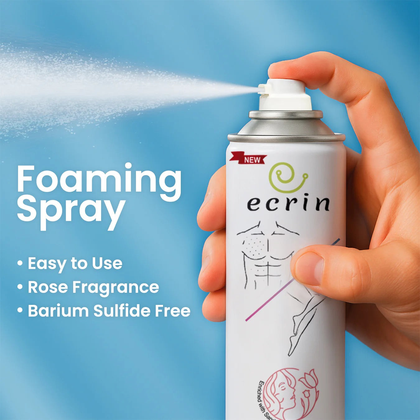 New Ecrin Hair Removal Foaming Spray(For Men & Women)- Advance Formula with Refreshing Fragrance (200ml)