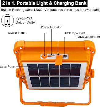 4 in 1 Solar LED Light || 12000mAH Solar Power Bank With LED Solar Light of 4 Modes || Private Street Lamp Without electricity || Waterproof Portable Solar Power Outdoor & Indoor Light